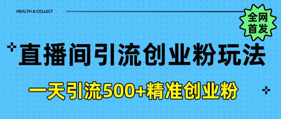 直播间引流创业粉玩法，一天轻松引流500+精准创业粉AI写作变现实战课|独家社群运营赚钱项目|下班后轻松增加第二收入戴笠的金库