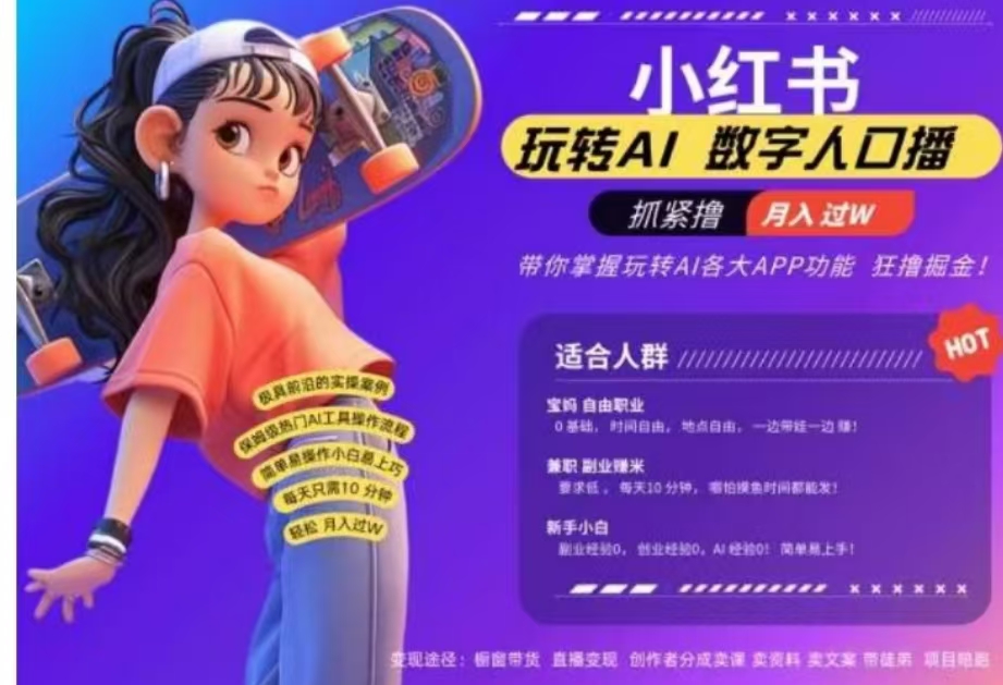 小红书数字人暴力起号，AI改写文案，流量火爆月入破W轻松拿捏，再也不用费劲录口播AI写作变现实战课|独家社群运营赚钱项目|下班后轻松增加第二收入戴笠的金库