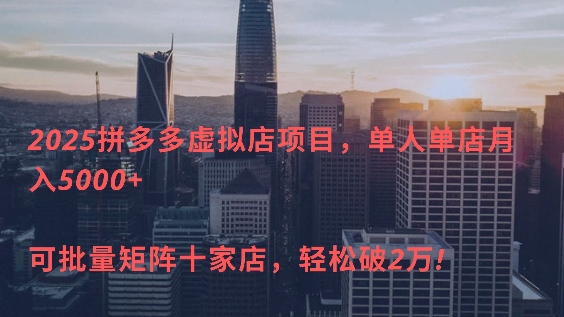 2025拼多多虚拟店项目，单人单店月入5000+ ，可批量矩阵十家店，轻松破2万!AI写作变现实战课|独家社群运营赚钱项目|下班后轻松增加第二收入戴笠的金库
