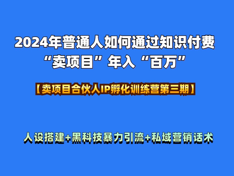2024年普通人如何通过知识付费“卖项目”年入“百万”人设搭建-黑科技暴力引流-全流程AI写作变现实战课|独家社群运营赚钱项目|下班后轻松增加第二收入戴笠的金库