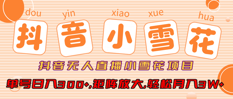 抖音无人直播小雪花项目，单号日入300+,矩阵放大,轻松月入3W+AI写作变现实战课|独家社群运营赚钱项目|下班后轻松增加第二收入戴笠的金库