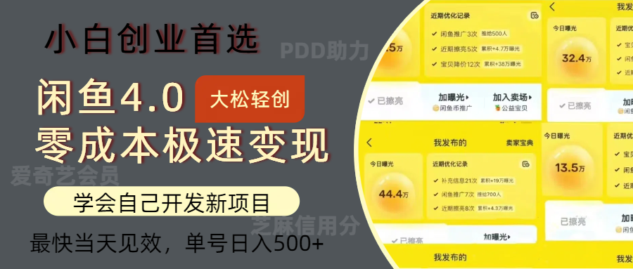 闲鱼0成本极速变现项目，多种变现方式，单号日入500+最新玩法AI写作变现实战课|独家社群运营赚钱项目|下班后轻松增加第二收入戴笠的金库