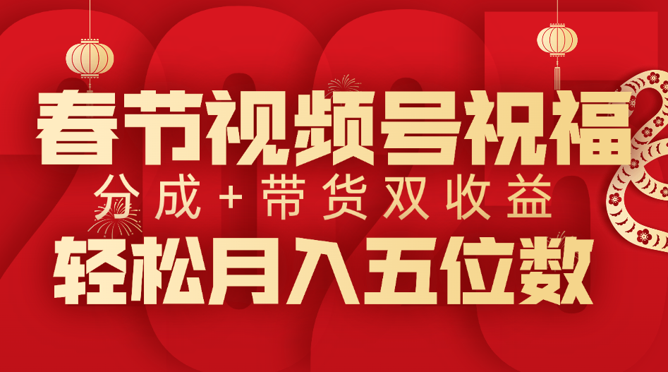 春节视频号祝福项目，分成+带货，双收益，轻松月入五位数AI写作变现实战课|独家社群运营赚钱项目|下班后轻松增加第二收入戴笠的金库