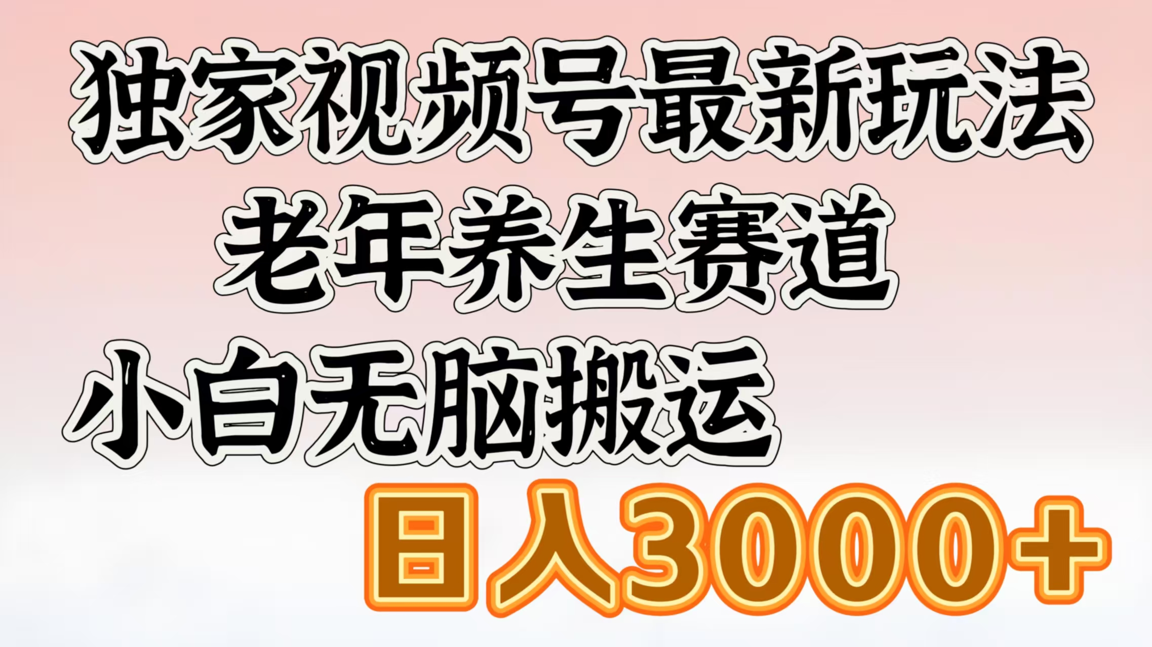 独家视频号最新玩法，老年养生赛道，小白无脑搬运，日入3000+AI写作变现实战课|独家社群运营赚钱项目|下班后轻松增加第二收入戴笠的金库