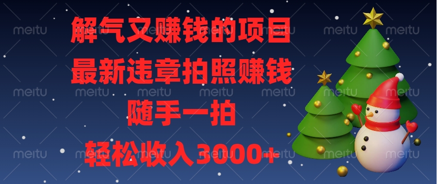 最新违章拍照赚钱，随手一拍，解气又赚钱的项目，轻松收入3000+AI写作变现实战课|独家社群运营赚钱项目|下班后轻松增加第二收入戴笠的金库