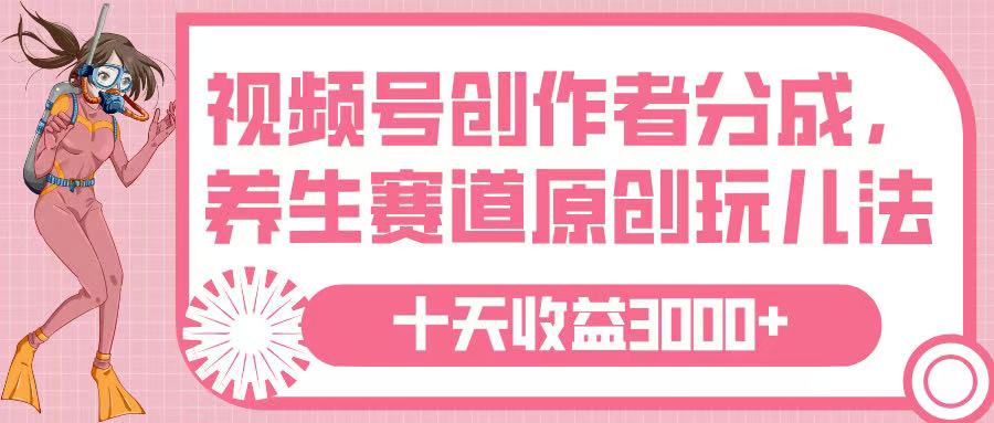 视频号创作者分成，养生赛道原创玩儿法，十条收益 3000➕AI写作变现实战课|独家社群运营赚钱项目|下班后轻松增加第二收入戴笠的金库