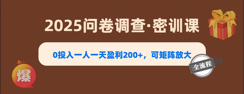 2025《问卷调查》0投入一人一天盈利200+，可矩阵放大AI写作变现实战课|独家社群运营赚钱项目|下班后轻松增加第二收入戴笠的金库