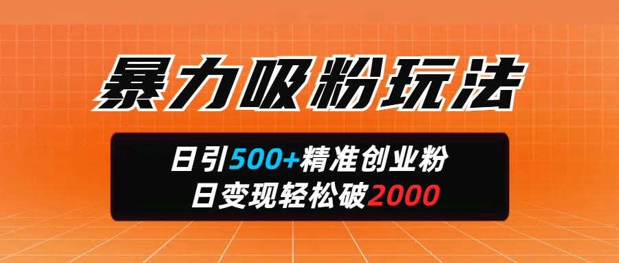 暴力吸粉玩法，日引500+精准创业粉，日变现轻松破2000AI写作变现实战课|独家社群运营赚钱项目|下班后轻松增加第二收入戴笠的金库