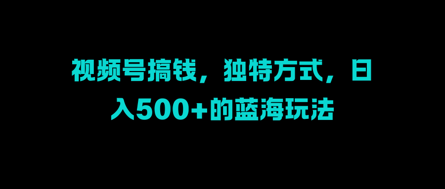 视频号搞钱，独特方式，日入500+的蓝海玩法AI写作变现实战课|独家社群运营赚钱项目|下班后轻松增加第二收入戴笠的金库