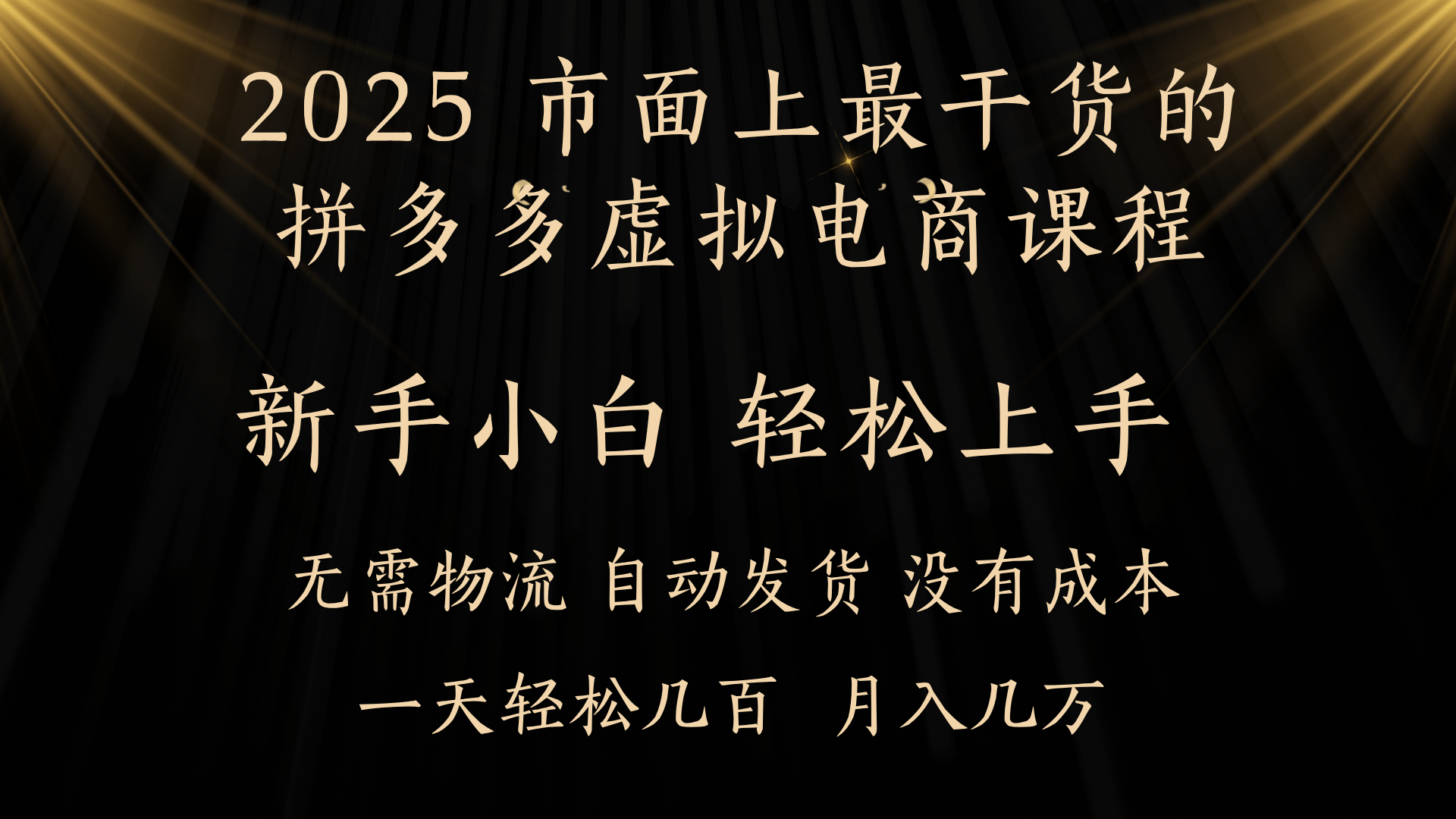 25年最干货的拼多多虚拟电商课程，小白轻松上手，月入过万只是门槛！虚拟电商，如皓月见青天！AI写作变现实战课|独家社群运营赚钱项目|下班后轻松增加第二收入戴笠的金库