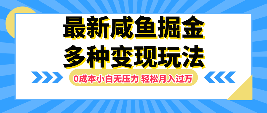 最新咸鱼掘金玩法，更新玩法，0成本小白无压力，多种变现轻松月入过万AI写作变现实战课|独家社群运营赚钱项目|下班后轻松增加第二收入戴笠的金库