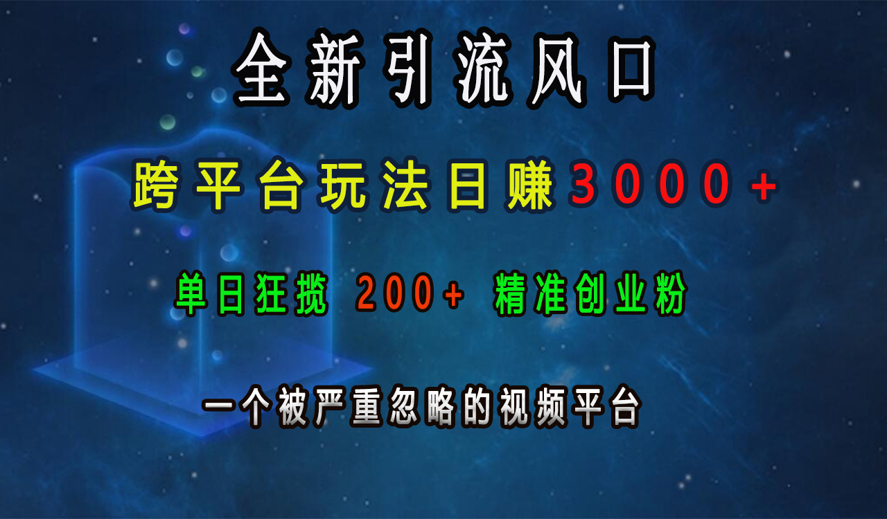 全新引流风口，跨平台玩法日赚3000+，单日狂揽200+精准创业粉，一个被严重忽略的视频平台AI写作变现实战课|独家社群运营赚钱项目|下班后轻松增加第二收入戴笠的金库