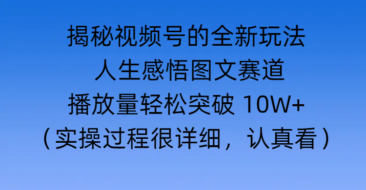 揭秘视频号的全新玩法 —— 人生感悟图文赛道AI写作变现实战课|独家社群运营赚钱项目|下班后轻松增加第二收入戴笠的金库