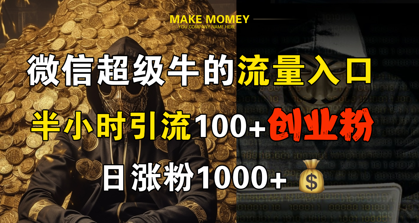 微信超级牛的流量入口，半小时引流100+创业粉，日涨粉1000+AI写作变现实战课|独家社群运营赚钱项目|下班后轻松增加第二收入戴笠的金库