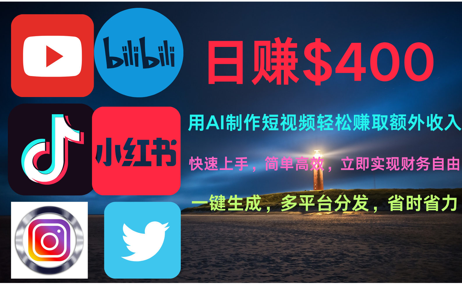 玩转全网视频平台，创造视频就能轻松赚取每天400美金AI写作变现实战课|独家社群运营赚钱项目|下班后轻松增加第二收入戴笠的金库
