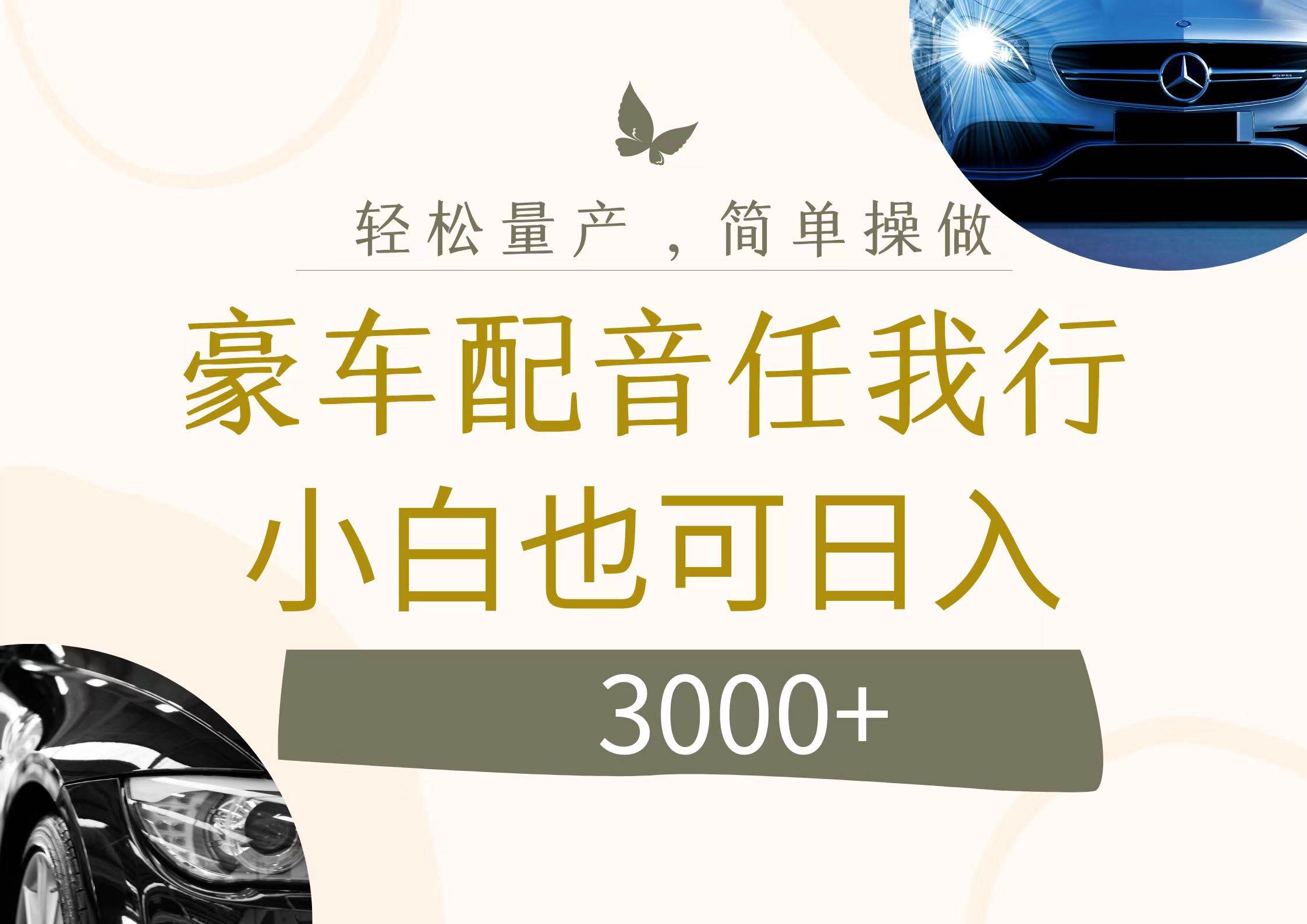 不为人知的暴力小项目，豪车配音，日入3000+AI写作变现实战课|独家社群运营赚钱项目|下班后轻松增加第二收入戴笠的金库