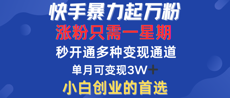 快手暴力起万粉，涨粉只需一星期！多种变现模式AI写作变现实战课|独家社群运营赚钱项目|下班后轻松增加第二收入戴笠的金库