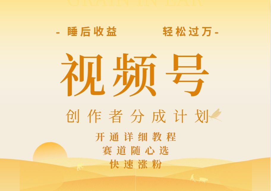 详解视频号创作者分成计划，暴力起号，可同步多平台，实现睡后收入2W+，看懂即可操作！AI写作变现实战课|独家社群运营赚钱项目|下班后轻松增加第二收入戴笠的金库