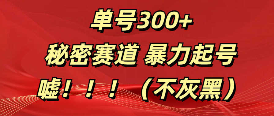 单号300+  秘密赛道 暴力起号  （不灰黑）AI写作变现实战课|独家社群运营赚钱项目|下班后轻松增加第二收入戴笠的金库