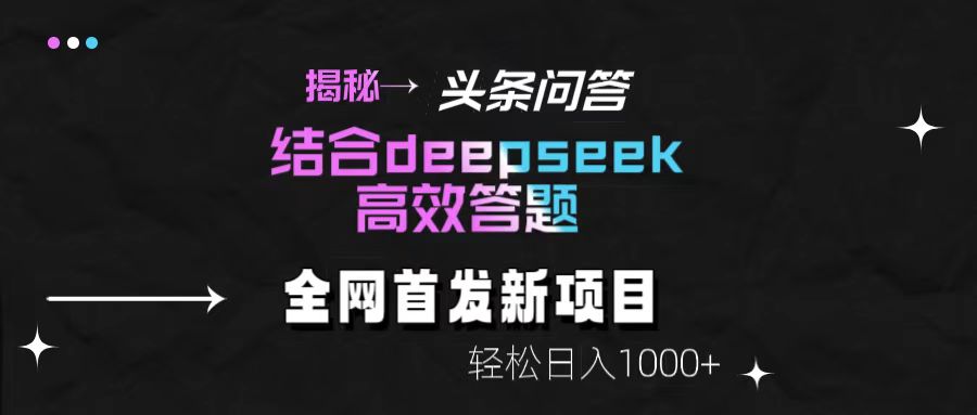 揭秘头条问答新玩法！结合deepseek高效答题，轻松日入1000+AI写作变现实战课|独家社群运营赚钱项目|下班后轻松增加第二收入戴笠的金库