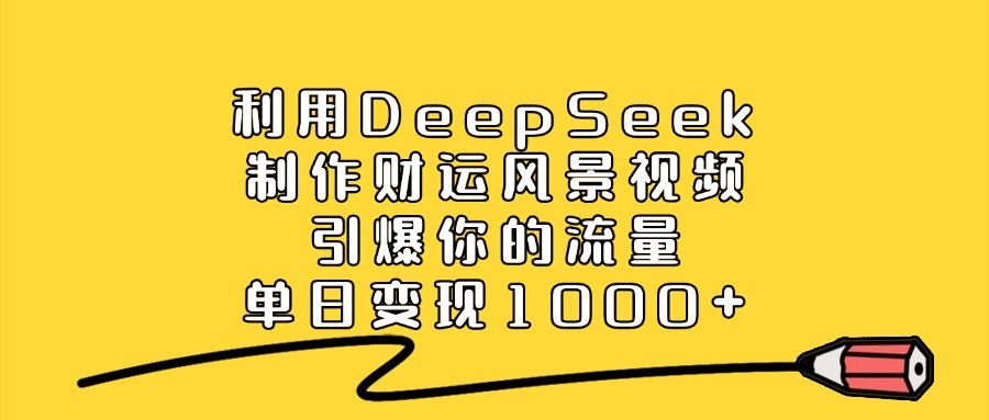 利用DeepSeek制作财运风景视频，单日变现1000+，引爆你的流量AI写作变现实战课|独家社群运营赚钱项目|下班后轻松增加第二收入戴笠的金库